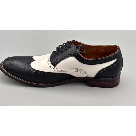 Mens sz. 8 Ferro Aldo Arthur Wingtip Oxford Black White Dress Shoes No Box - Picture 10 of 16